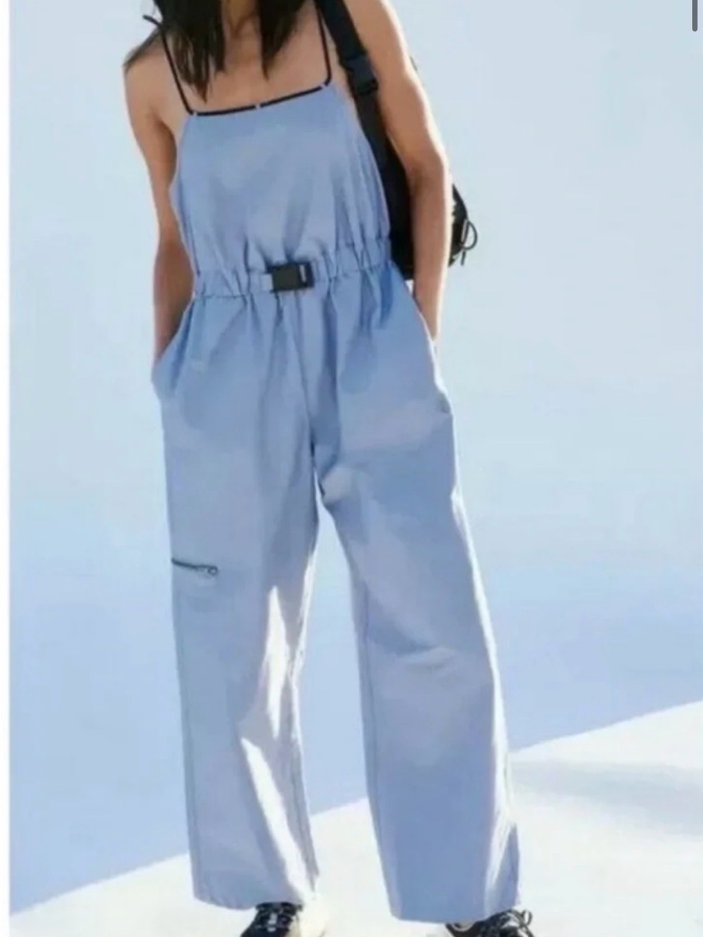 FP Movement by Free People Light Blue Wide-Leg Jumpsuit Overalls